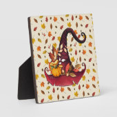 水彩魔女の帽子と紅葉卓上 フォトプラーク (正面)