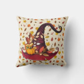 水彩魔女の帽子と紅葉 クッション (裏面)