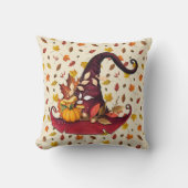 水彩魔女の帽子と紅葉 クッション (正面)