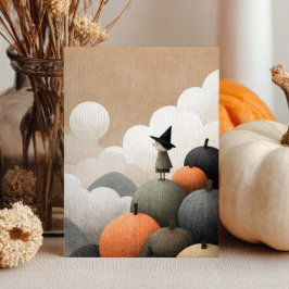 水彩魔女キュート不気味ミニマリストハロウィーン カード