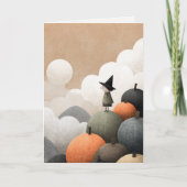 水彩魔女キュート不気味ミニマリストハロウィーン カード (正面)