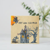 水彩魔女ゴブリンハロウィンコスチュームパーティー 招待状 (スタンド正面)