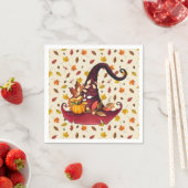 水彩魔女ハットと紅葉紙 スタンダードカクテルナプキン (インサイチュ)