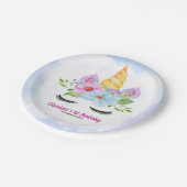 水彩魔法のユニコーン丸1歳の誕生日 ペーパープレート (アングル)