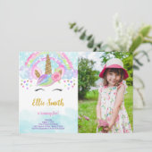 水彩魔法のユニコーン写真招待状 招待状 (スタンド正面)