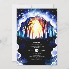 水彩魔法の森の誕生日 招待状