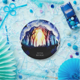 水彩魔法ウッドランド誕生日 ペーパープレート