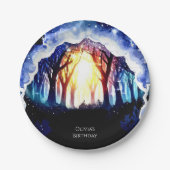 水彩魔法ウッドランド誕生日 ペーパープレート (正面)