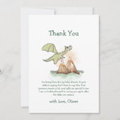 水彩魔法ドラゴンマウンテンボーイベビーシャワー サンキューカード (正面)