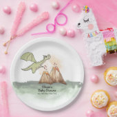 水彩魔法ドラゴンマウンテンボーイベビーシャワー ペーパープレート (パーティー)