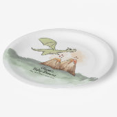 水彩魔法ドラゴンマウンテンボーイベビーシャワー ペーパープレート (アングル)