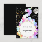 水彩魔法ドラゴン誕生日 サンキューカード (正面/裏面)