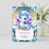 水彩魔法ドラゴン誕生日 サンキューカード (スタンド正面)