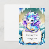 水彩魔法ドラゴン誕生日 サンキューカード (正面/裏面)