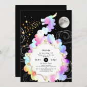 水彩魔法ドラゴン誕生日 招待状 (正面/裏面)