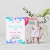 水彩魔法人魚生日照片 招待状 (スタンド正面)