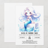 水彩魔法人魚生日 招待状 (正面/裏面)