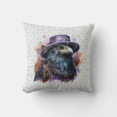 水彩魔法使いカラス鳥 クッション (正面)