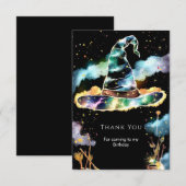 水彩魔法子供ウィザード誕生日 サンキューカード (正面/裏面)