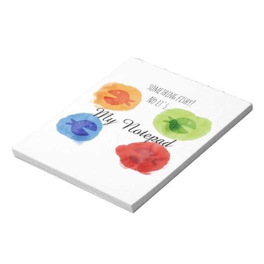 水彩魚おもしろい何か魚のメモ帳 ノートパッド (回転)