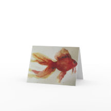 水彩魚の白いカード