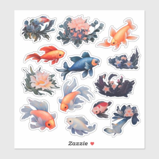 水彩魚スクラップブック文房具 シール (シート)