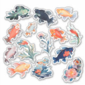水彩魚スクラップブック文房具 シール (正面)