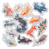 水彩魚スクラップブック文房具 シール (正面)