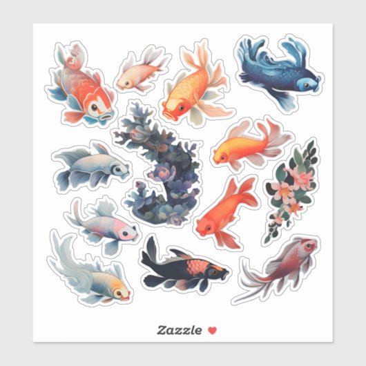 水彩魚スクラップブック文房具 シール (シート)