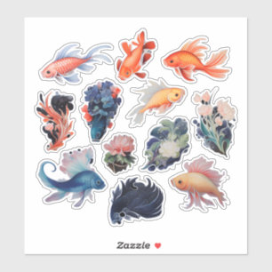 水彩魚スクラップブック文房具 シール