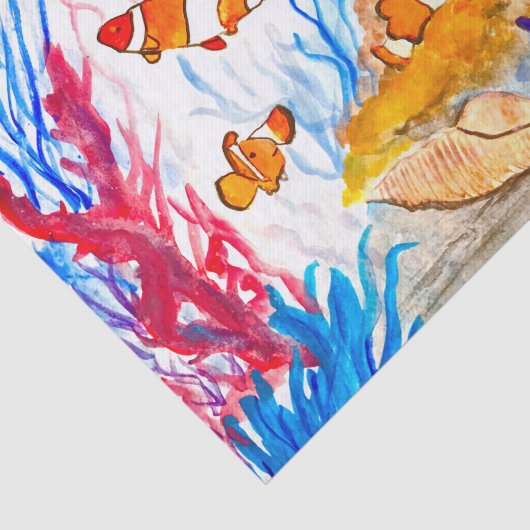 水彩魚海洋航海可愛漁師 薄葉紙 (詳細)