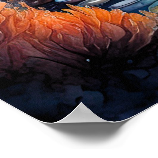 水彩魚絵を描の植物 ポスター (角)