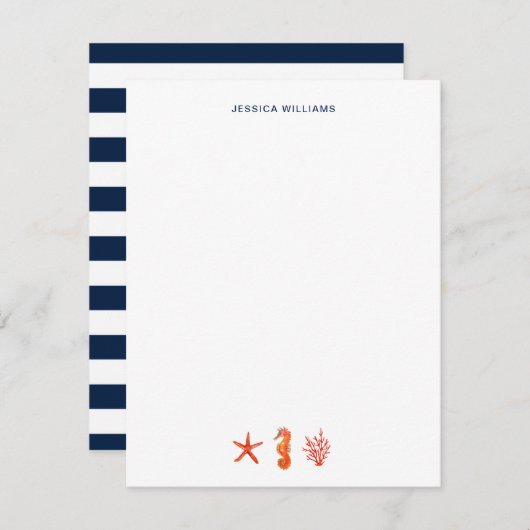 水彩魚航海のシンプルパーソナライズされた サンキューカード (正面/裏面)