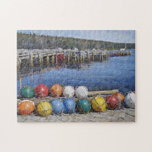 水彩魚釣りブイ ジグソーパズル (横)