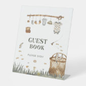 水彩魚釣りベビーシャワーゲストブックサイン 台座サイン (正面)