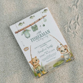 水彩魚釣りボーイベビーシャワー 招待状