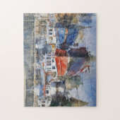 水彩魚釣りボート ジグソーパズル (縦)