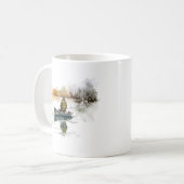 水彩魚釣り湖 – フィッシャーマンマグ コーヒーマグカップ (正面左)