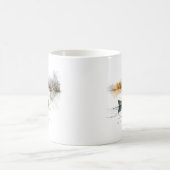 水彩魚釣り湖 – フィッシャーマンマグ コーヒーマグカップ (中央)