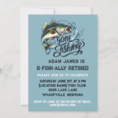 水彩魚釣り退職パーティー – 去った魚釣り 招待状 (正面)