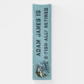 水彩魚釣り退職パーティー – 去った魚釣り 横断幕 (縦)