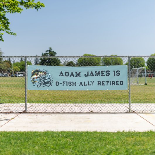 水彩魚釣り退職パーティー – 去った魚釣り 横断幕 (インサイチュ)