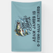 水彩魚釣り退職パーティー – 去った魚釣り 横断幕 (縦)