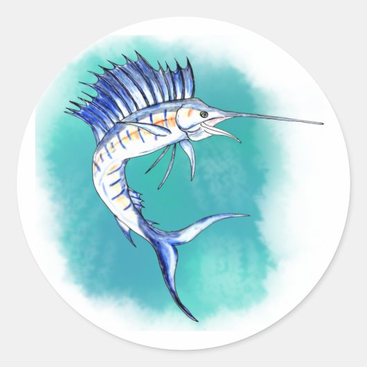 水彩魚 ラウンドシール (正面)