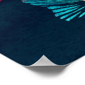 水彩魚:深いブルーシームレス ポスター (角)