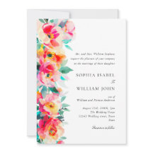 水彩鮮やかなピンクのオレンジ色の結婚花