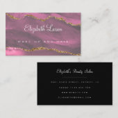 水彩鮮やかなピンクのグリッター瑪瑙メイクアップアーティスト 名刺 (正面/裏面)