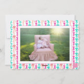 水彩鮮やかなピンクの弓コケットのクリスマスフォト シーズンカード (裏面)