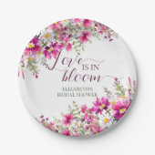 水彩鮮やかなピンクの花愛は開花 ペーパープレート (正面)