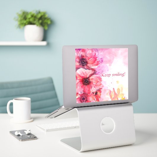水彩鮮やかフローラ シール (デスク上のノートパソコン)